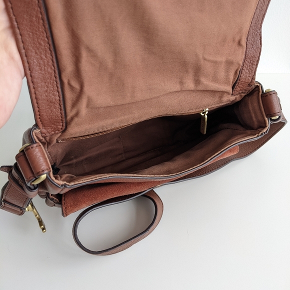 Cognac Fossil Peyton Small Crossbody Purse Leather and Suede - Picture 8 of 16